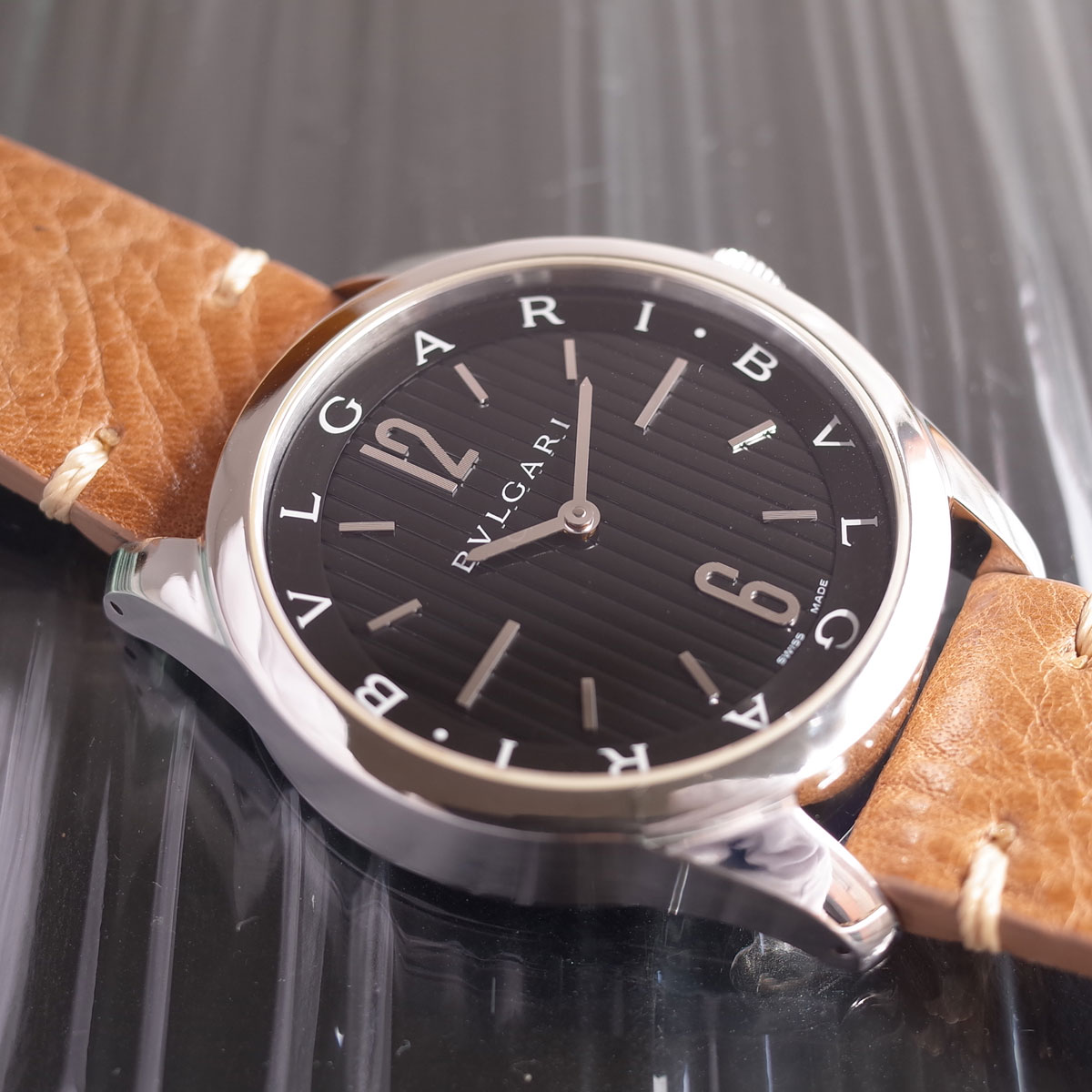 楽天市場】ブルガリ ソロテンポ ST37S 黒文字盤 革ベルト 純正尾錠