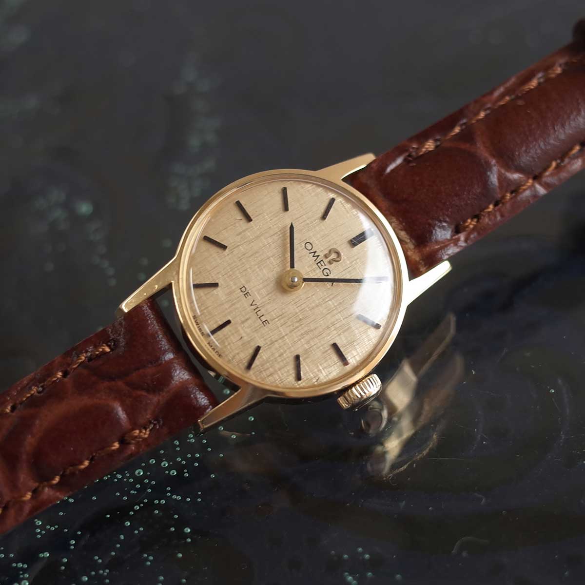 楽天市場】オメガ デビル アンティーク K18 YG モザイク文字盤 新品革