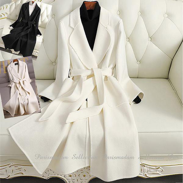 楽天市場】ウール100％ロングコート リバーコート ダブルフェイス