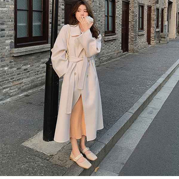 楽天市場】上品ロングコート ウール リバーコート オフホワイト