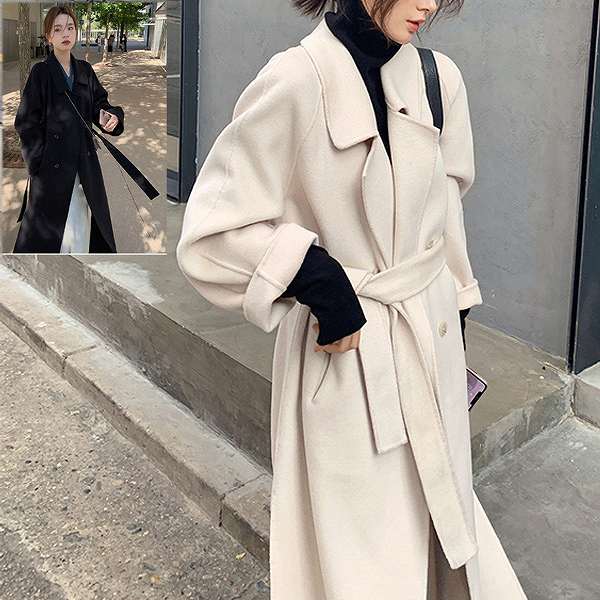 楽天市場】上品ロングコート ウール リバーコート オフホワイト