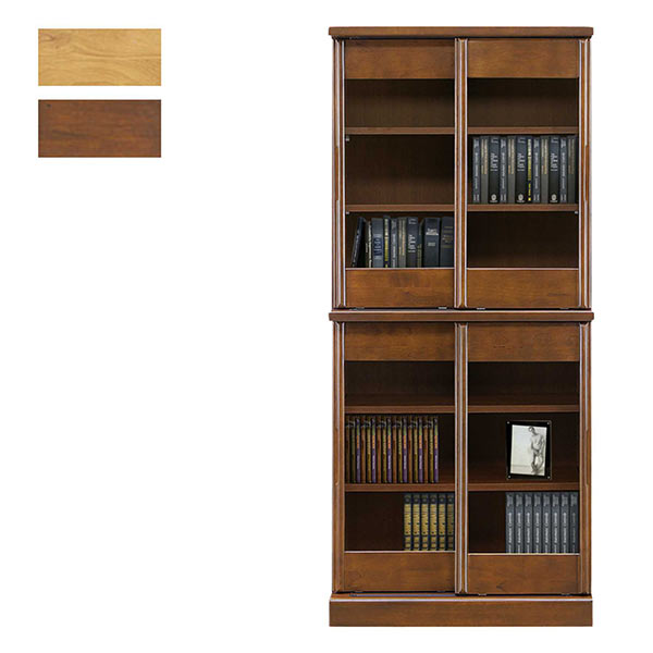 楽天市場】スライド 本棚 書棚 幅80cm 扉付 大容量 引き戸 ガラス扉