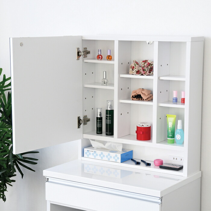 楽天市場】鏡面 ドレッサー 鏡台 姫系 一面鏡 大容量収納 幅65cm