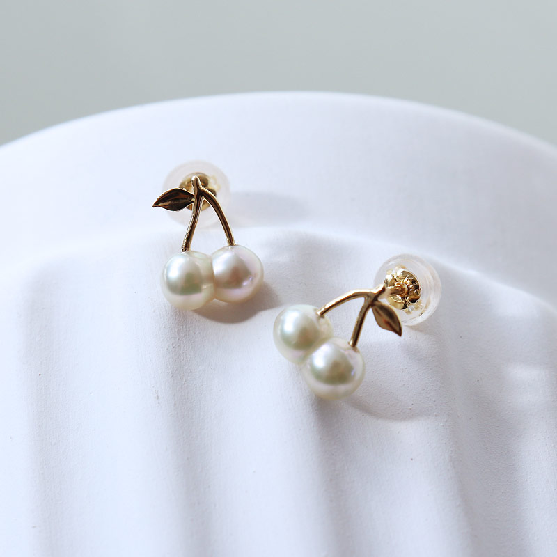 楽天市場】あこや真珠 双子真珠（ツインパール）チェリーピアス K18YG