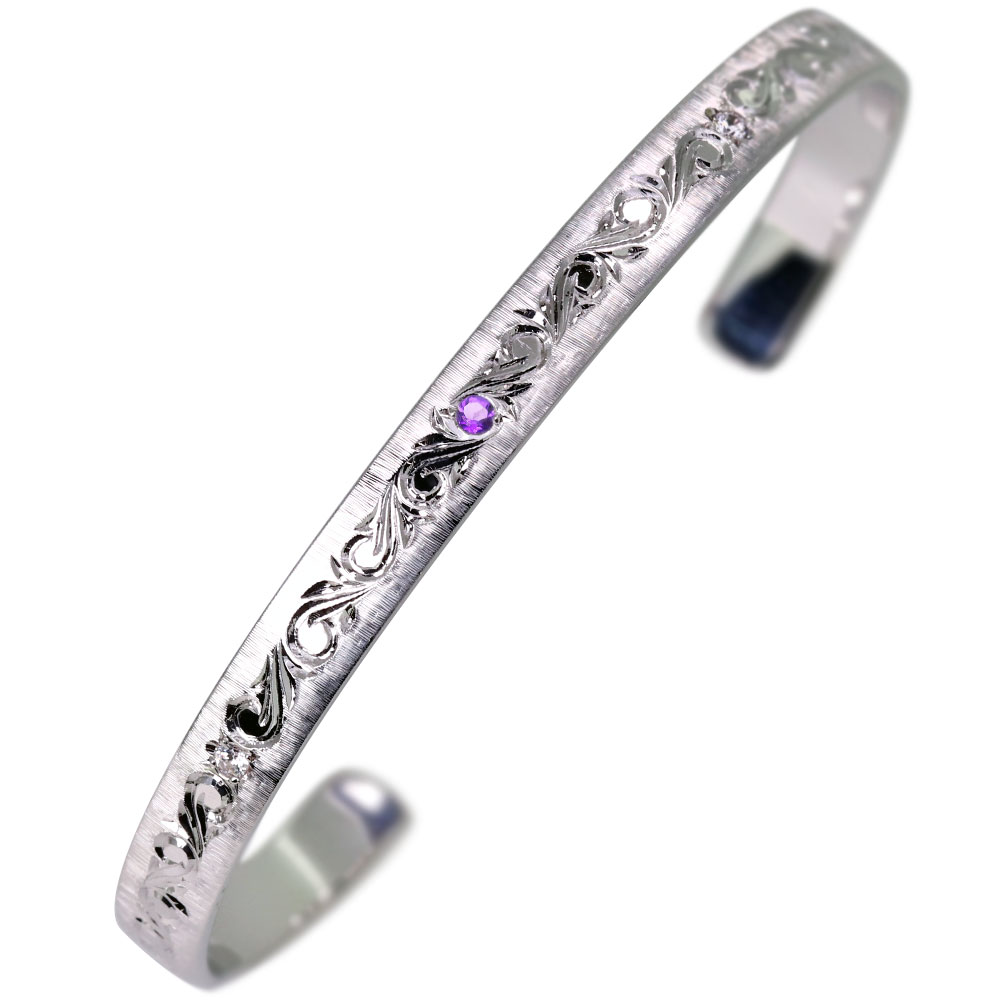楽天市場】シルバー バングル レディース アメジスト 誕生石 2月 唐草