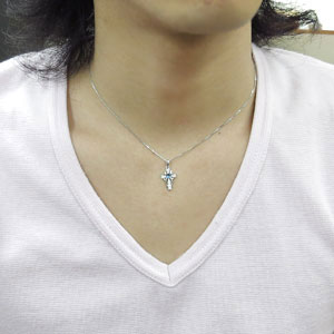 楽天市場】クロス ネックレス ブルートパーズ K18 アラベスク メンズ