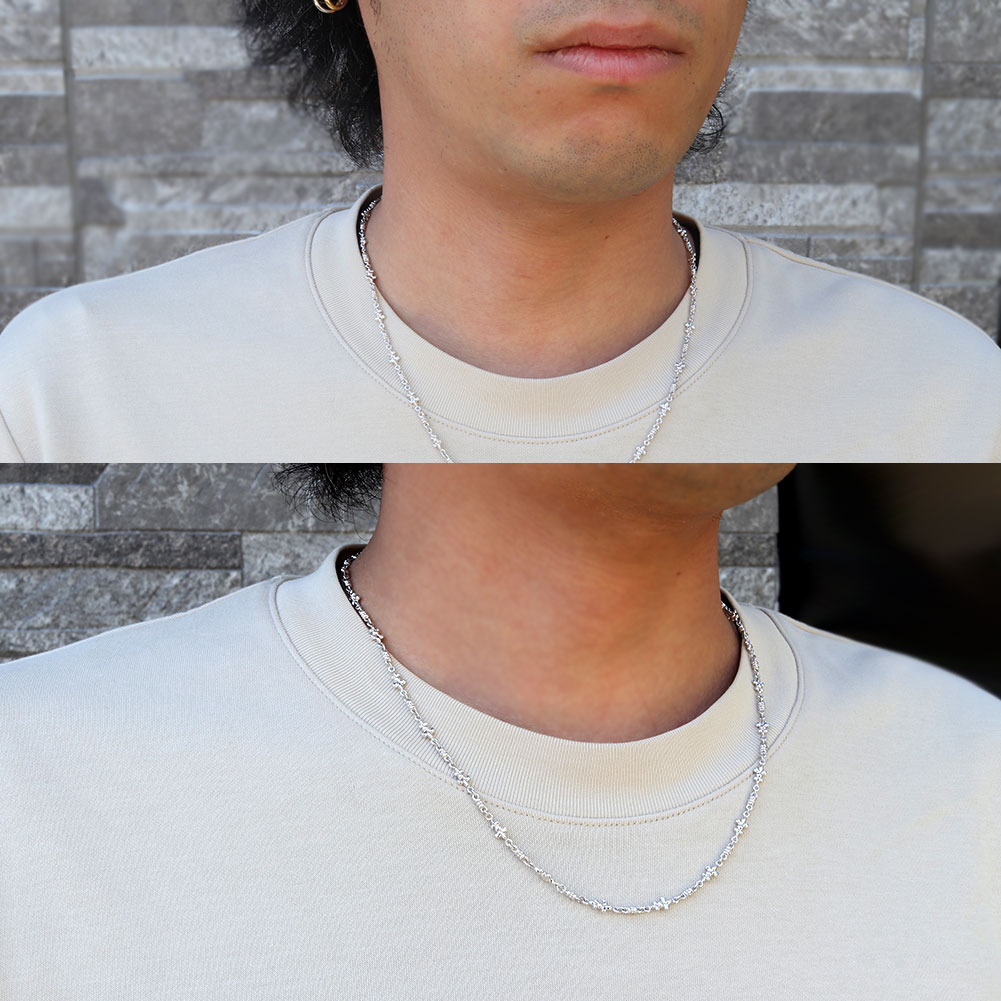 楽天市場】シルバー チェーン メンズ チェーン 百合の紋章 中折れ