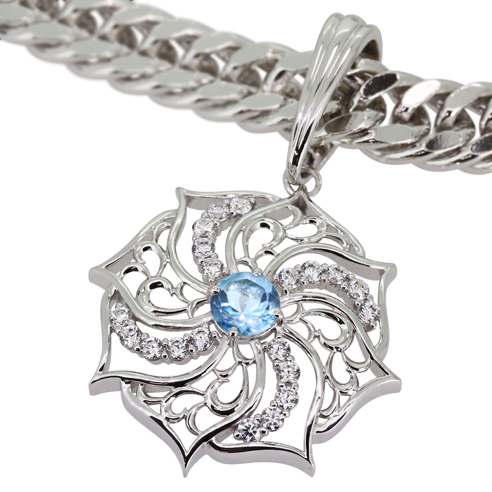 楽天市場】プラチナ ペンダントトップ ブルートパーズ メンズ 喜平