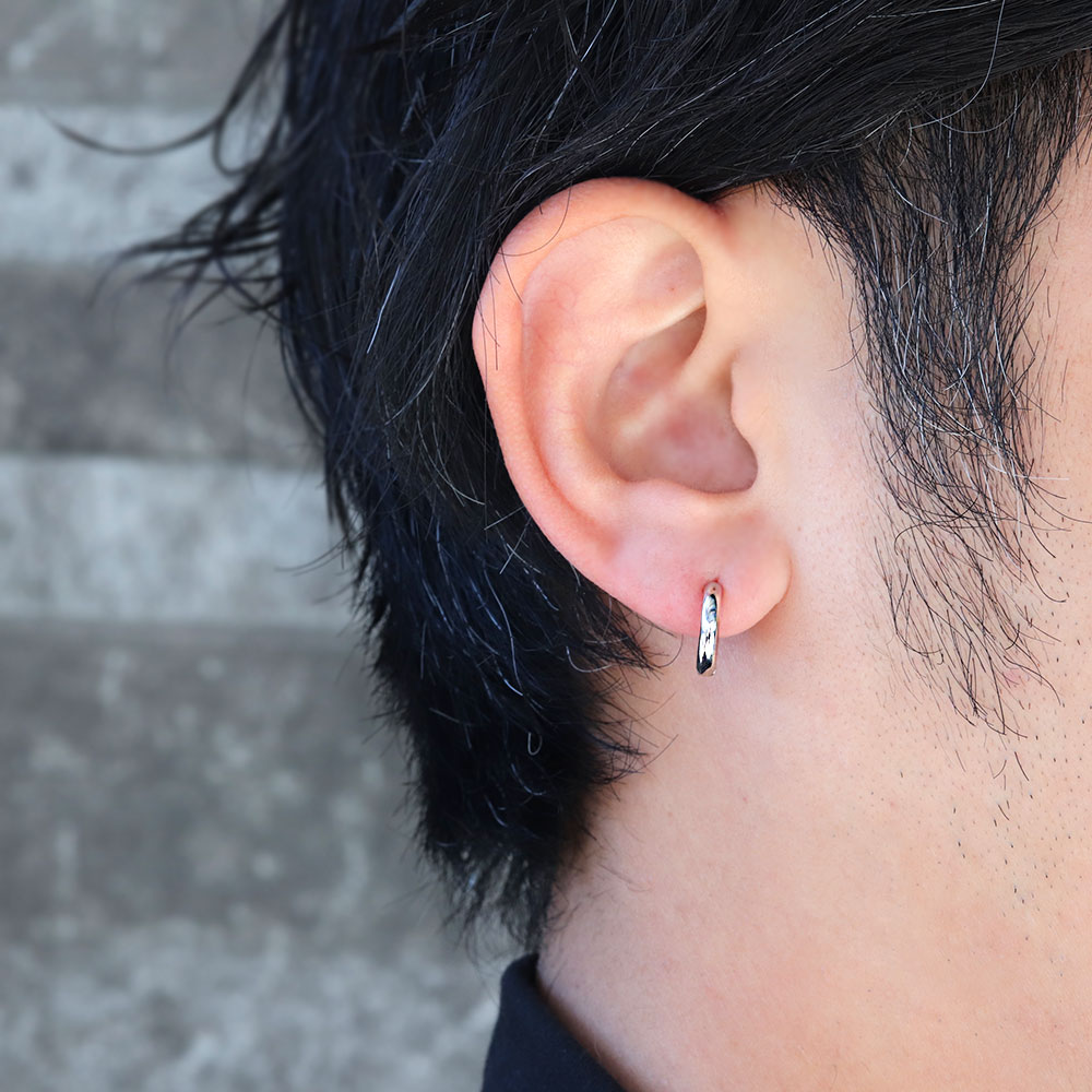 楽天市場】プラチナ フープピアス メンズ 片耳 中折れ 人気 シンプル