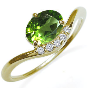 楽天市場】ペリドット 指輪 大粒 一粒 k18 ペリドットリング : PLEJOUR
