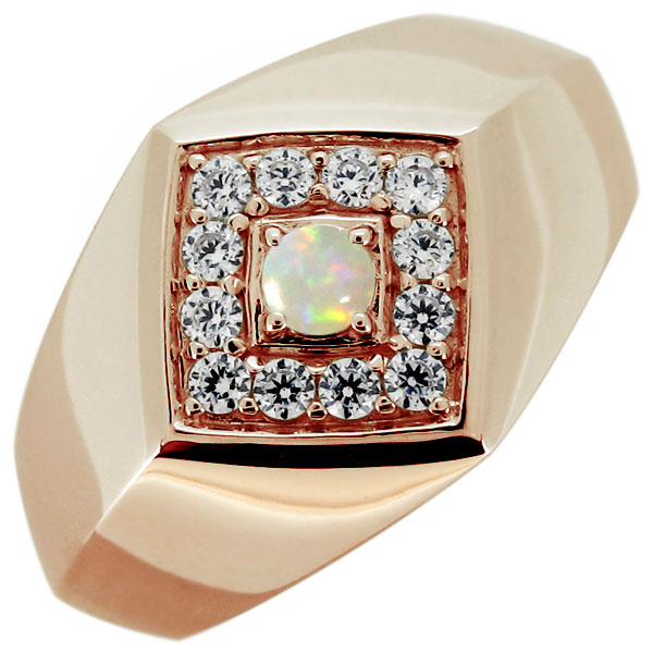 楽天市場】18金 メンズリング 印台 指輪 天然石 オパール K18 父の日