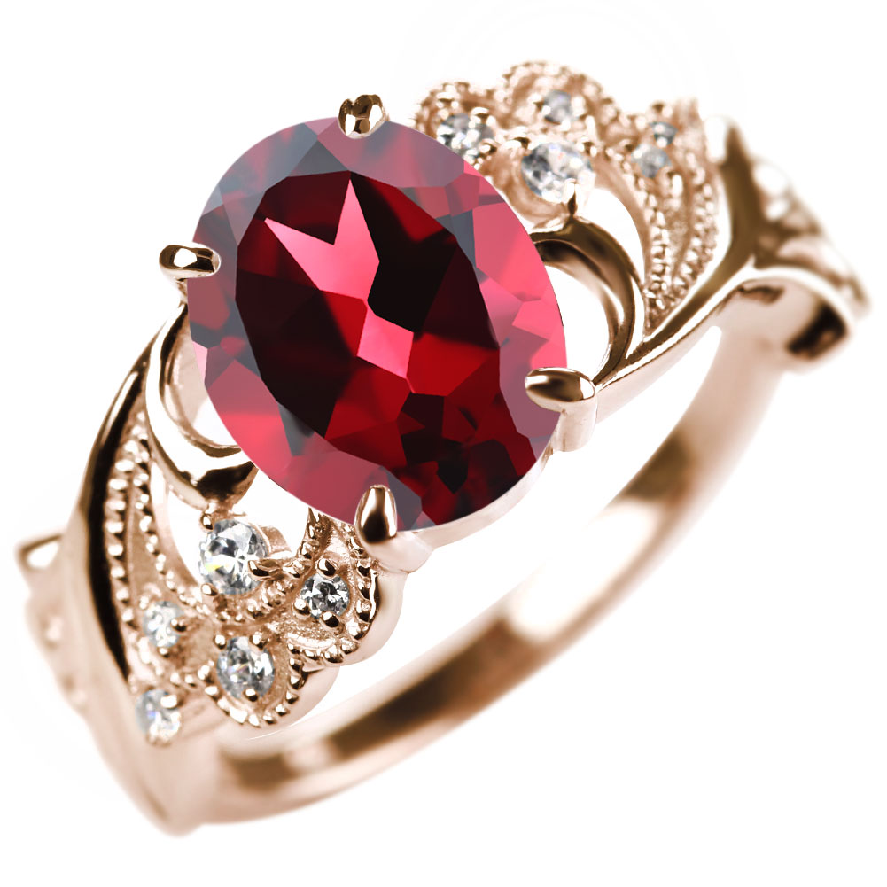 楽天市場】ガーネット リング 指輪 18金 レディース 誕生石 ガーネット