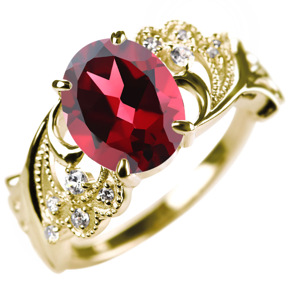 楽天市場】ガーネット リング 指輪 18金 レディース 誕生石 ガーネット