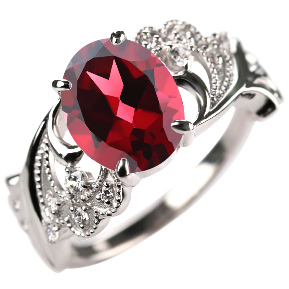 楽天市場】ガーネット リング 指輪 18金 レディース 誕生石 ガーネット