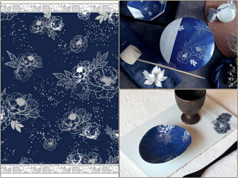 楽天市場】ポーセラーツ 転写紙【白磁用・セット割】芍薬の宵・花緑青