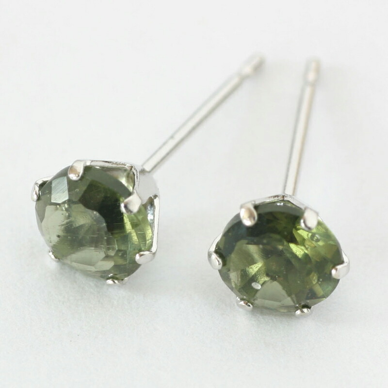 楽天市場】モルダバイトピアス 5ミリ K14 ホワイトゴールド