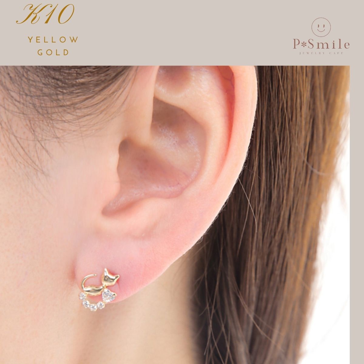 楽天市場】ピアス 猫 ジュエリー ネコモチーフピアス K10 YG イエロー