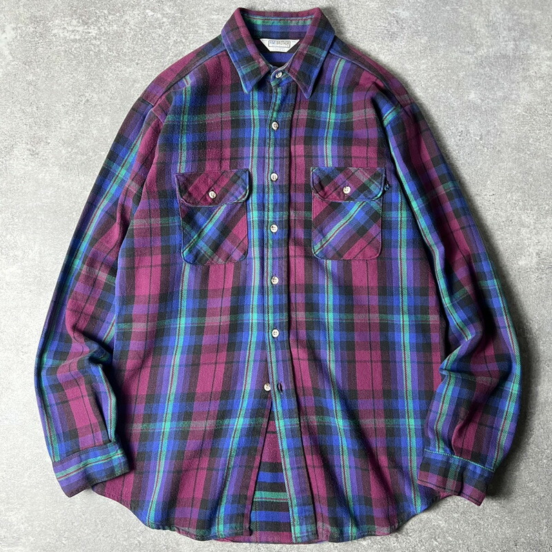 楽天市場】70s 80s USA製 FIVE BROTHER チェック 長袖 ヘビー