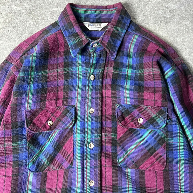 楽天市場】70s 80s USA製 FIVE BROTHER チェック 長袖 ヘビー