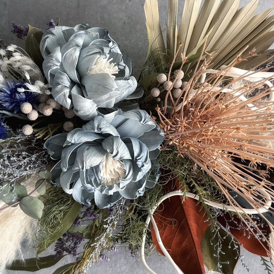 楽天市場】【 青 い ドライフラワー 壁掛け スワッグ 】 送料無料 横長