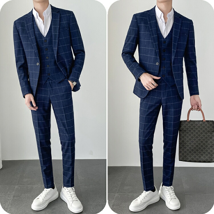 楽天市場】チェック柄 スリーピーススーツ セットアップ ビジネス