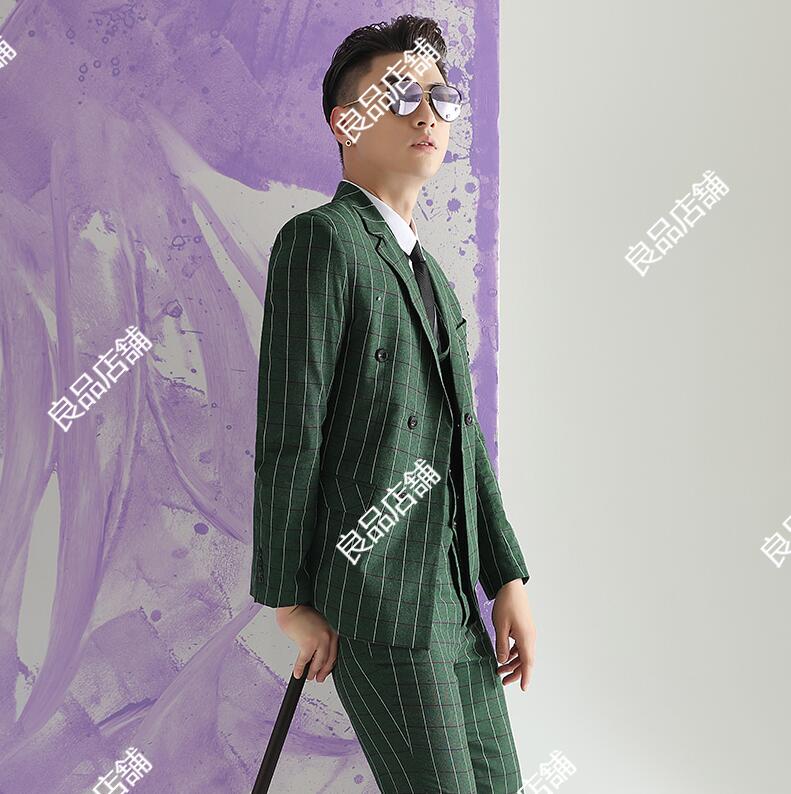 楽天市場】グリーン チェック柄 スリーピース スーツ メンズ