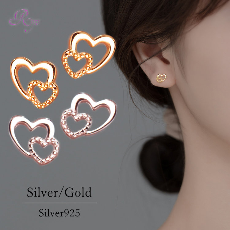 楽天市場】ピアス ハート 小さい ダブルハート シンプル 軟骨 金属