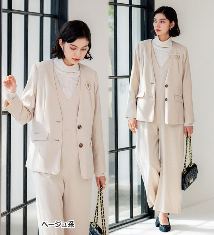 楽天市場】【3点セットオールインワンスーツ レディース スーツ 春