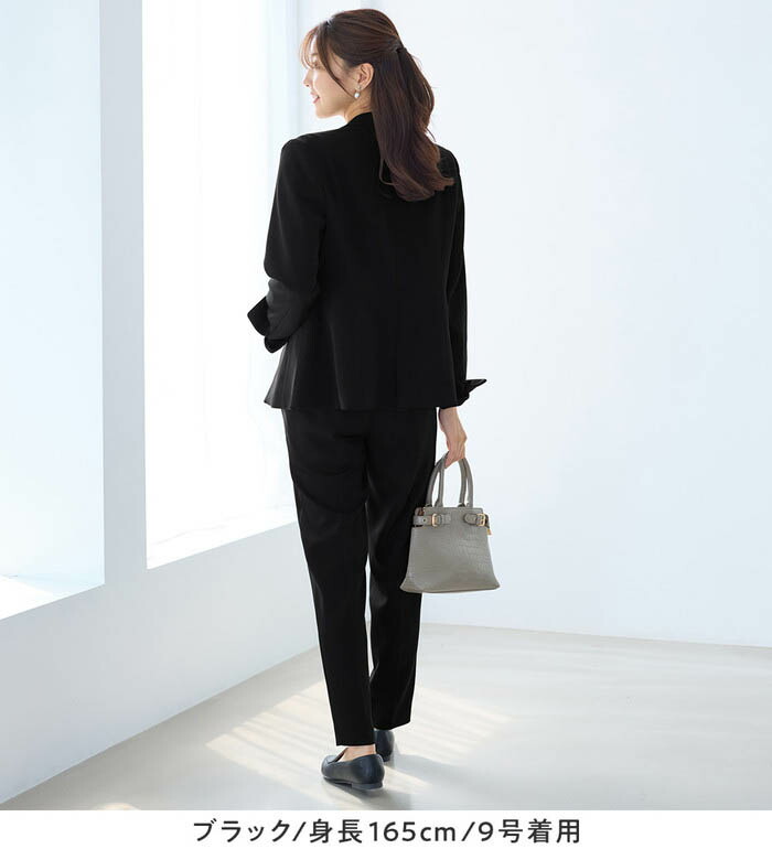 楽天市場】【2点セット】洗える多機能ノーカラージャケットスーツ