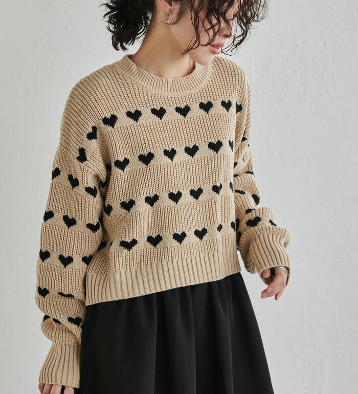 楽天市場】ニットセーター レディース ハートライン柄ニットプル