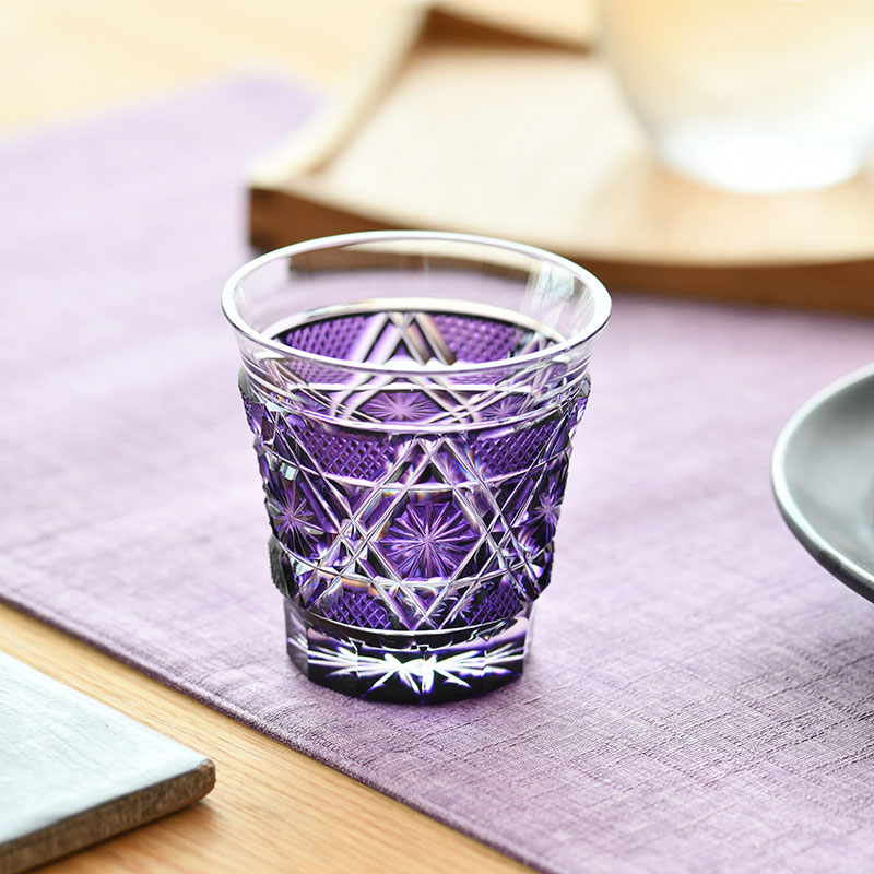 楽天市場】薩摩切子 冷酒グラス cut01 島津紫 鹿児島 島津薩摩切子