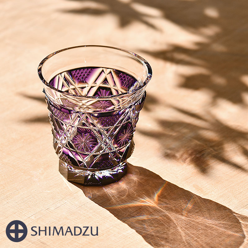 あ*つ様 鳥津薩摩切子 冷酒グラス 紫色 ガラス 箱付き 島津薩摩切子