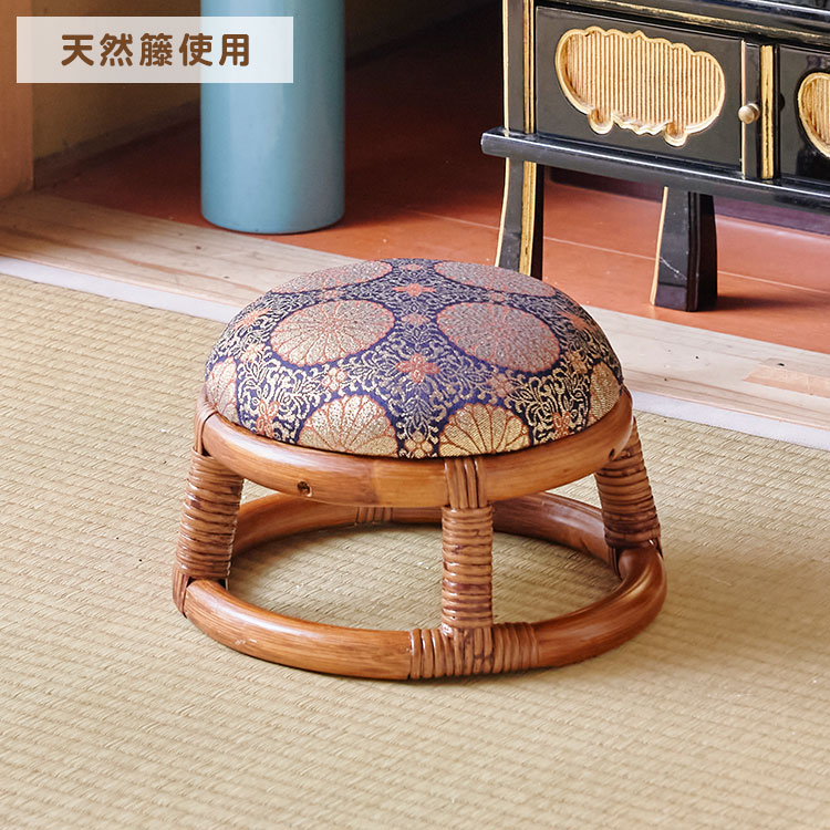 楽天市場】仏前用 ラタン 丸型 ミニスツール 天然籐 金襴正座椅子 イス