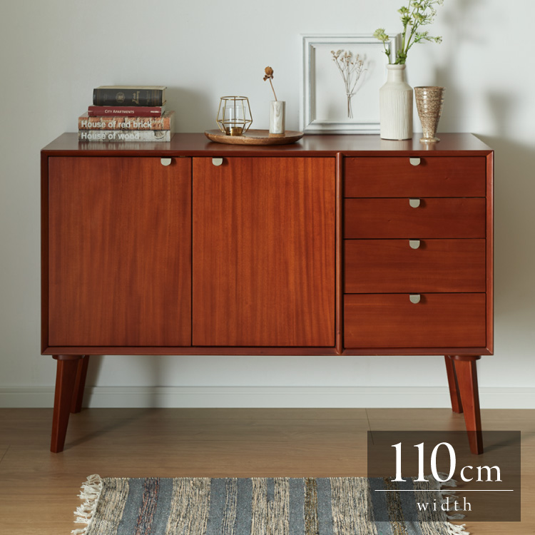 楽天市場】キャビネット 幅110cm 北欧 ヴィンテージ 天然木 マホガニー