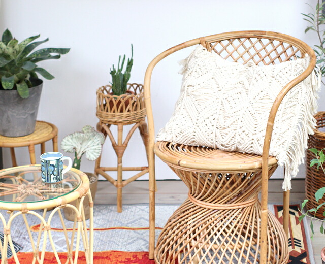 楽天市場】ラタン 天然籐 リゾートチェア 肘付き 幅56cm ガーデン