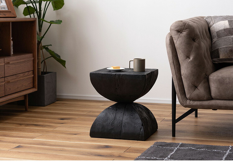 楽天市場】パイン 古材 スツール ブラック サイドテーブル 天然木