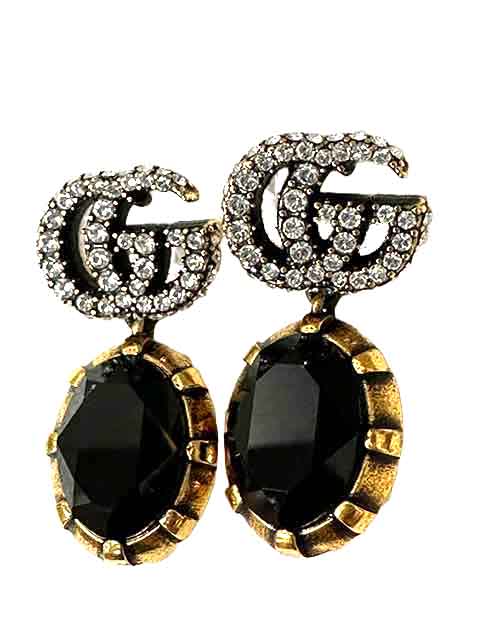 グッチ ピアス 片方 マーモント ビジュー クリスタル付き ダブルG