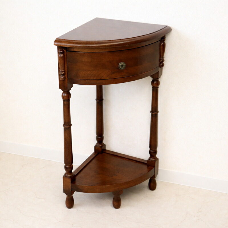 楽天市場】アンティークオーク コーナー用 電話台ブラウン