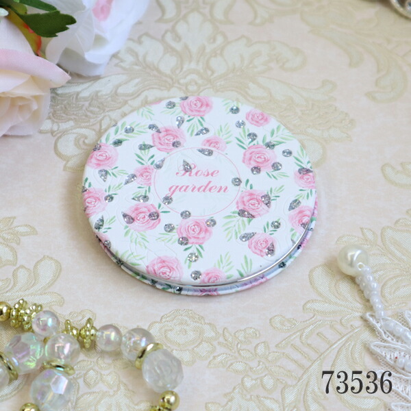 楽天市場】ローズコンパクトミラー ラウンドタイプ 折りたたみ