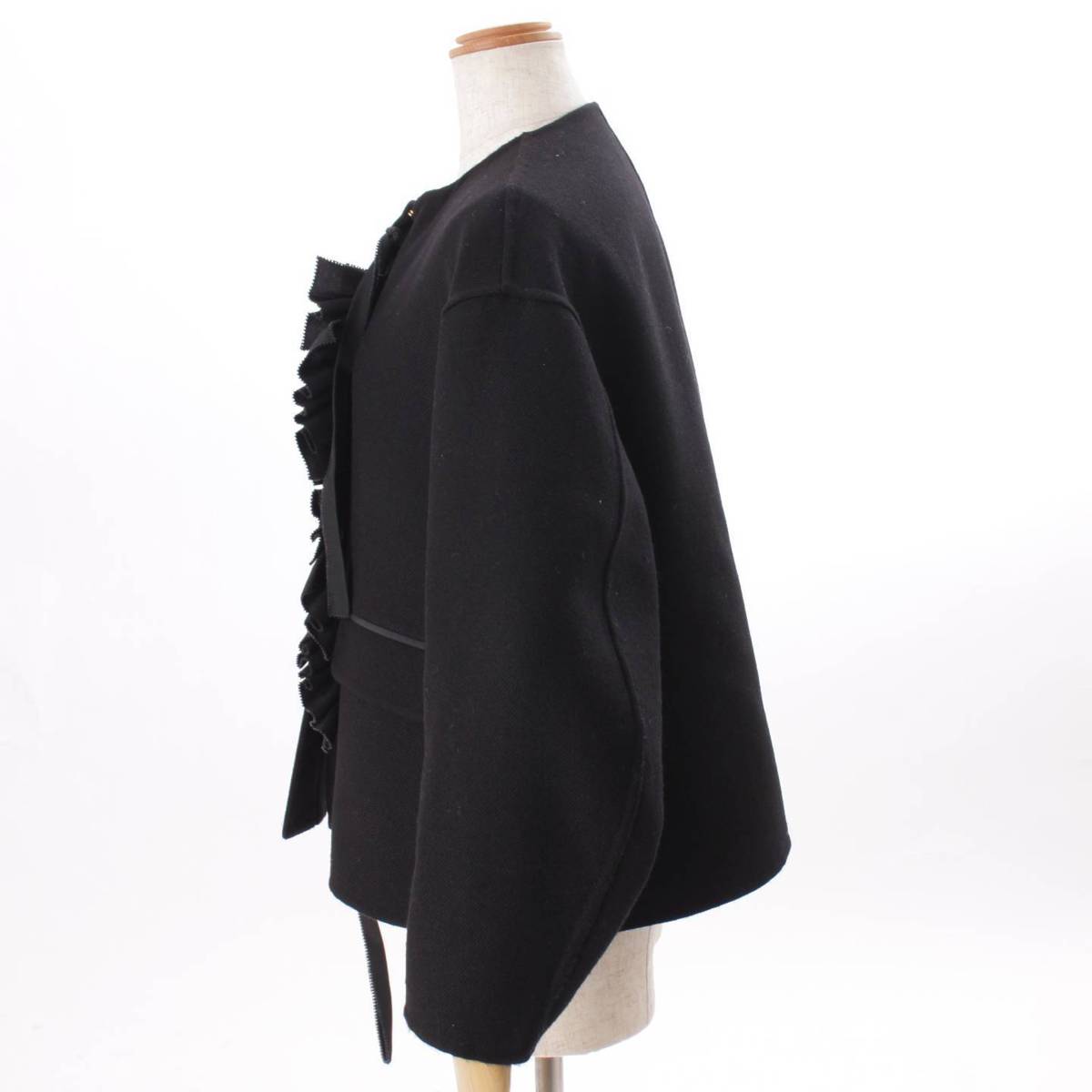 楽天市場】【ドゥロワー】DRAWER ウール×シルク ノーカラー フリル