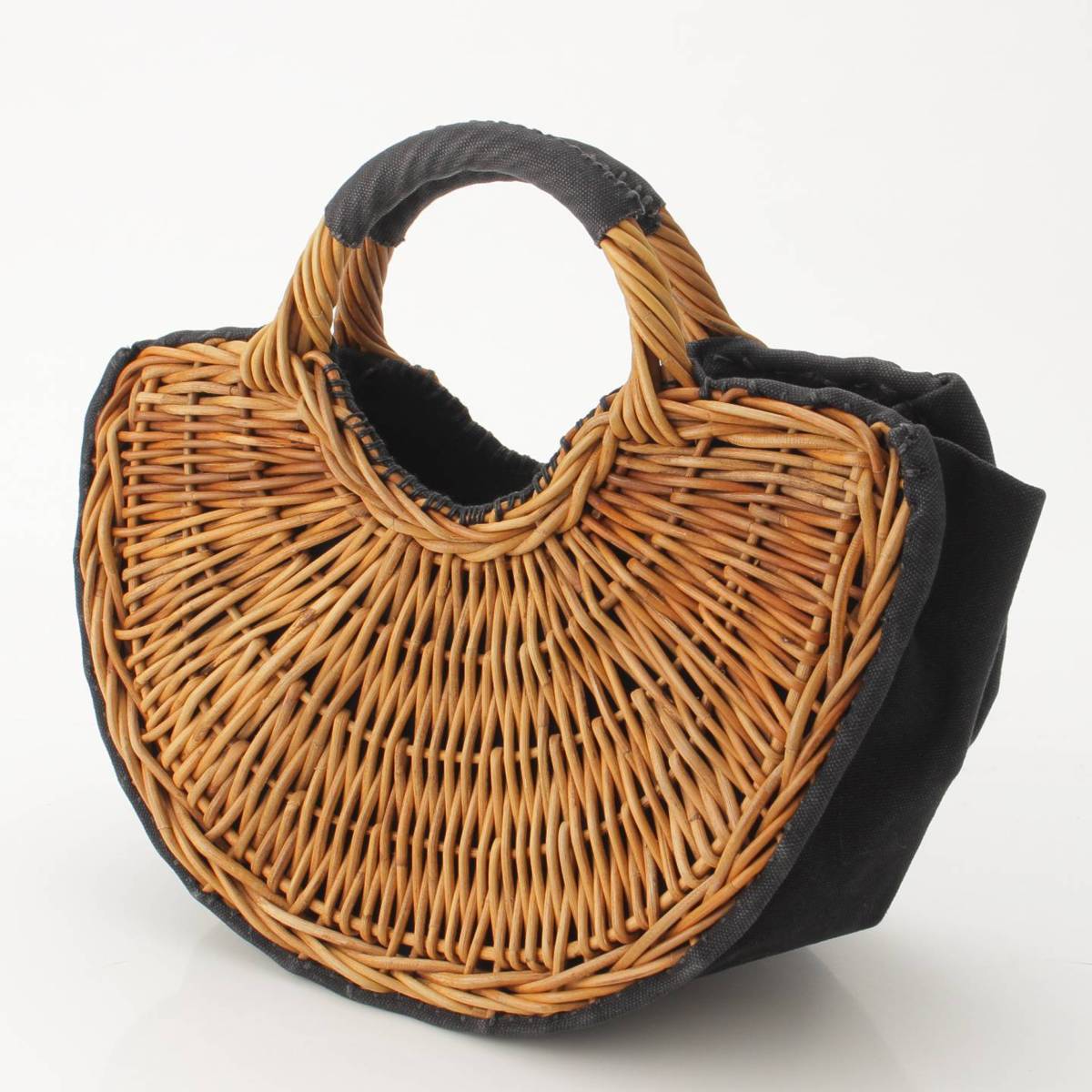 楽天市場】【エバゴス】ebagos 半月型 紅籐×キャンバス かご カゴ