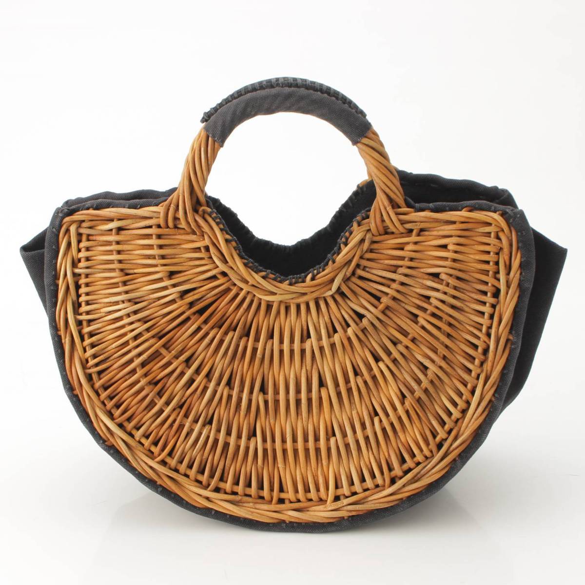 楽天市場】【エバゴス】ebagos 半月型 紅籐×キャンバス かご カゴ