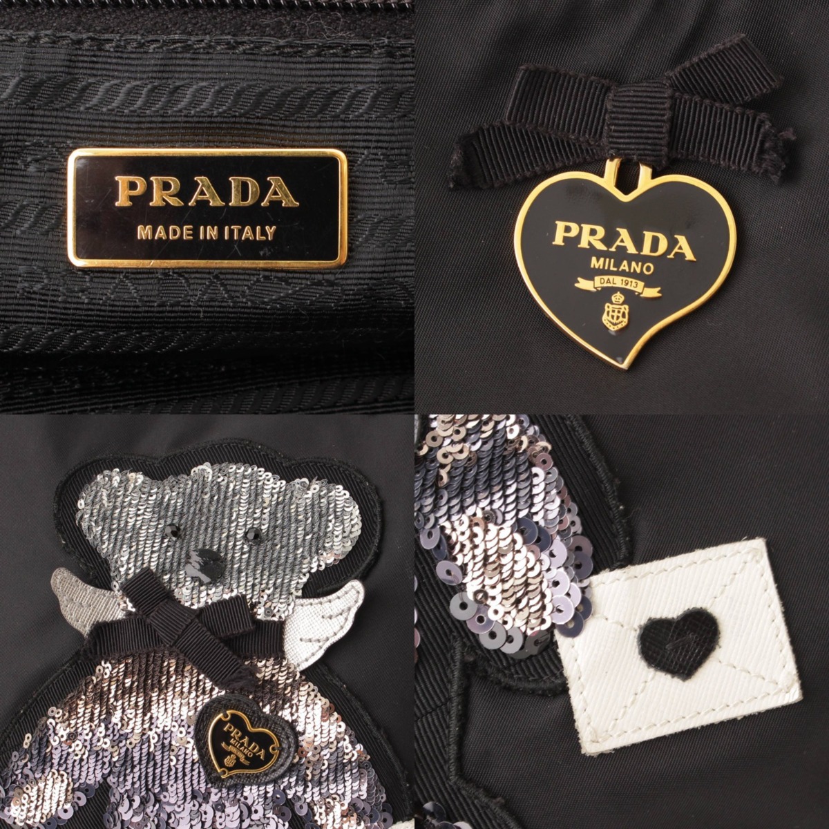楽天市場】【プラダ】Prada スパンコール ベア ナイロン トートバッグ
