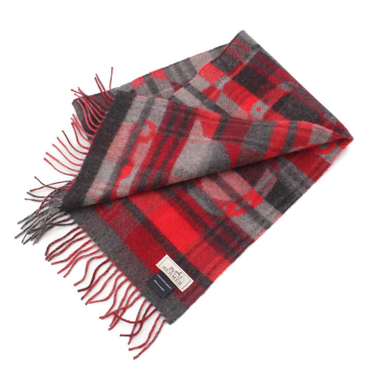 楽天市場】【エルメス】Hermes タータンチェック フリンジ カシミヤ