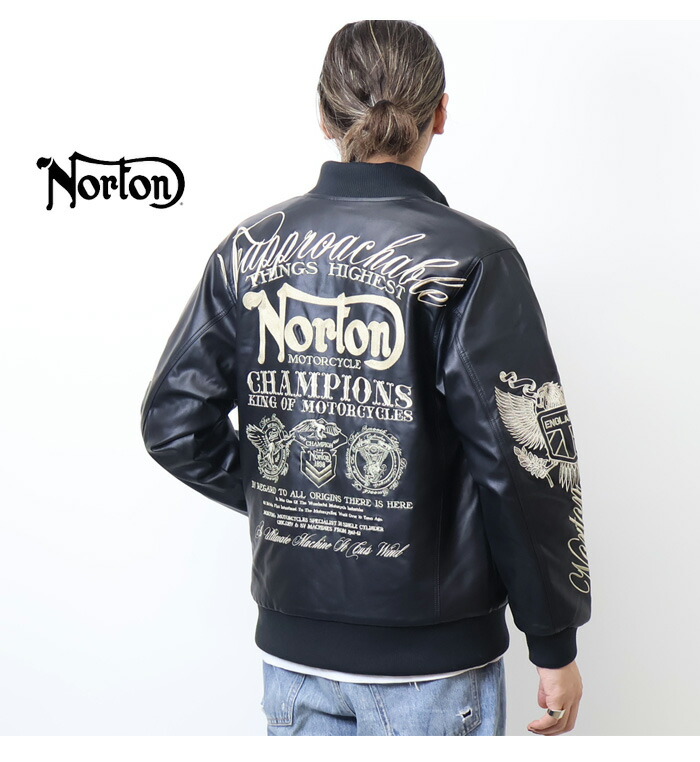 楽天市場】Norton ノートン MAX刺繍デザイン 衿スタンドリブ PU中綿