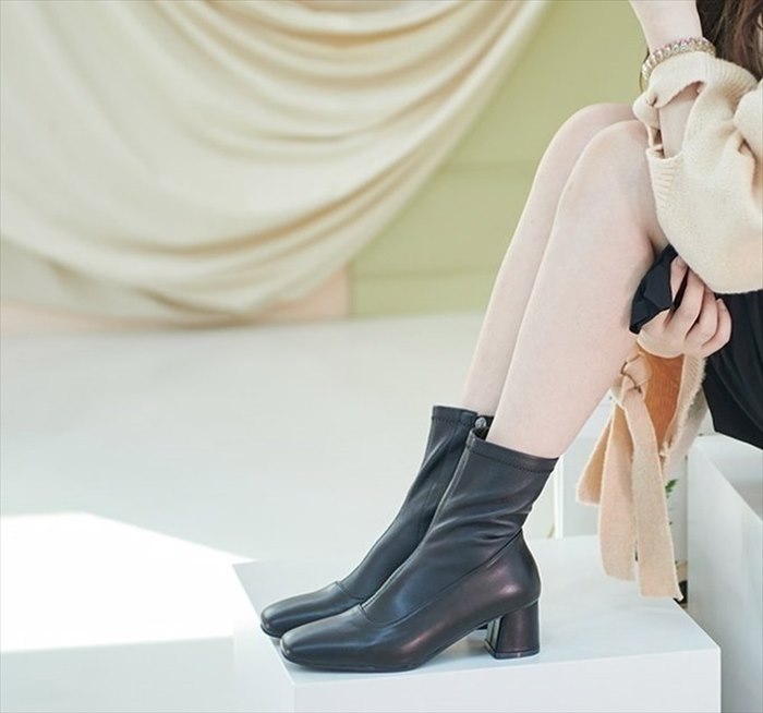 楽天市場】本革 ラム革 ショートブーツ 太ヒール ローヒール