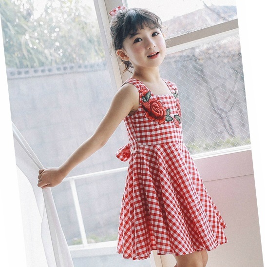 楽天市場】チェックワンピース 花柄刺繍 ノースリーブ 子供服 女の子