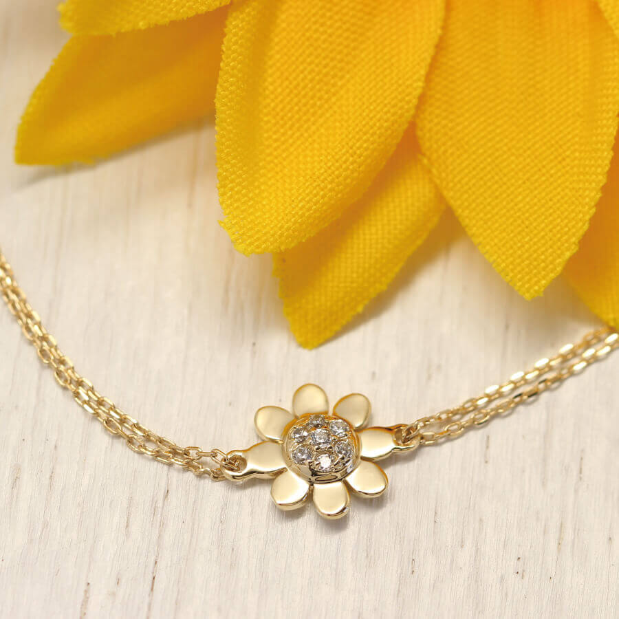楽天市場】K14 ひまわり 向日葵 ブレスレット sunflower 14金 ゴールド