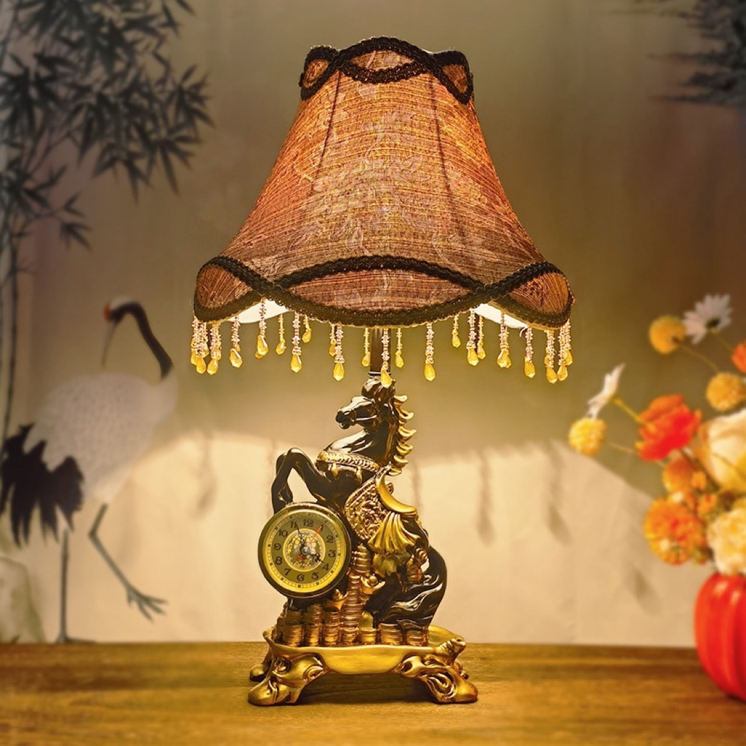 楽天市場】a063238時計 馬柄 照明スタンドライト テーブルランプ