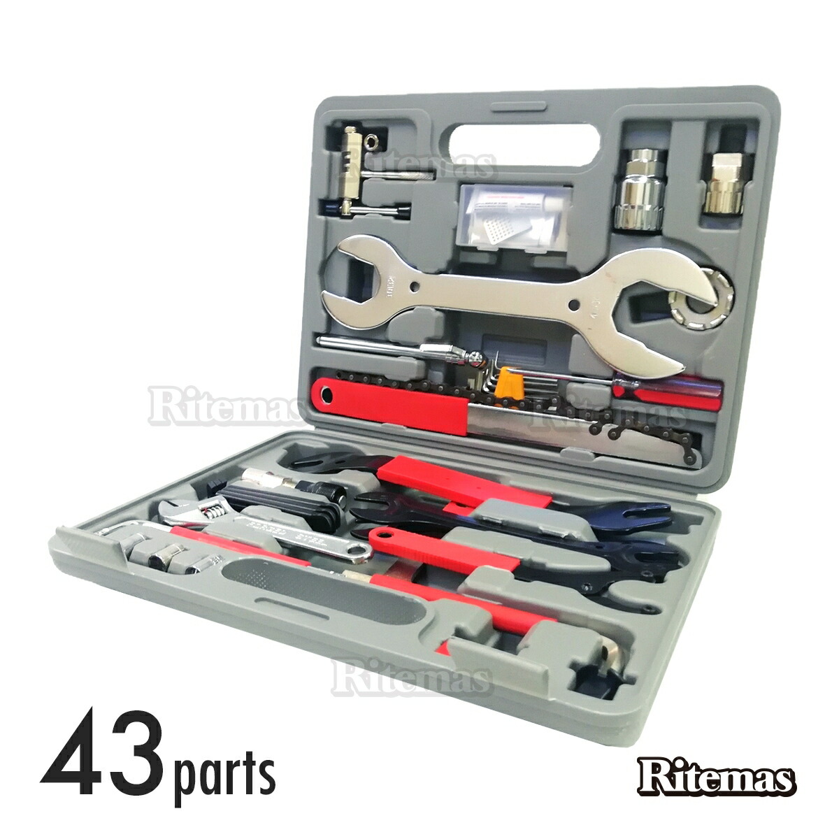 楽天市場】自転車 修理 工具セット 43点 フルセット 専用ケース付